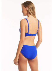 Sea Level Essentials Cross Front Bra in Cobalt, view 2, click to see full size