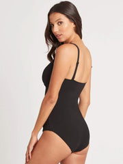 Sea Level Essentials Cross Front One Piece in Black, view 2, click to see full size