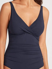 Sea Level Essentials Cross Front One Piece in Nightsky, view 3, click to see full size