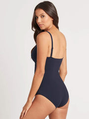 Sea Level Essentials Cross Front One Piece in Nightsky, view 2, click to see full size