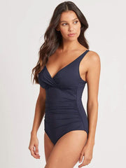 Sea Level Essentials Cross Front One Piece in Nightsky, view 4, click to see full size