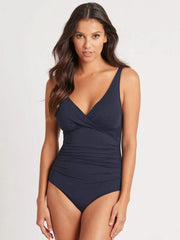 Sea Level Essentials Cross Front One Piece in Nightsky, view 1, click to see full size