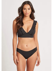 Sea Level Essentials Frill Bra Top in Black, view 4, click to see full size