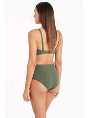 Sea Level Essentials Cross Front Underwire Bra in Khaki, view 2, click to see full size