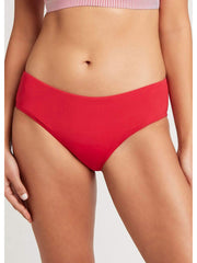 Sea Level Essentials Mid Bikini Bottom In Red, view 1, click to see full size