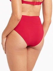 Sea Level Essentials Retro High Waist Bottom In Red, view 2, click to see full size