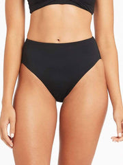 Sea Level Eco Essentials Retro High Waist Bottom In Black, view 1, click to see full size
