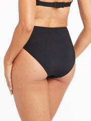 Sea Level Eco Essentials Retro High Waist Bottom In Black, view 2, click to see full size