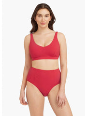Sea Level Messina High Waist Bottom In Red, view 3, click to see full size