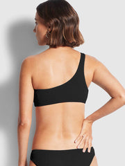 Seafolly Sea Dive One Shoulder Bandeau In Black, view 2, click to see full size