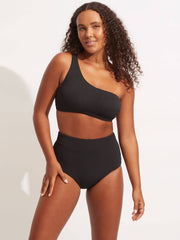 Seafolly Sea Dive High Waisted Pant In Black, view 3, click to see full size