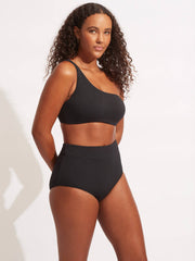 Seafolly Sea Dive High Waisted Pant In Black, view 4, click to see full size