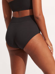 Seafolly Sea Dive High Waisted Pant In Black, view 2, click to see full size