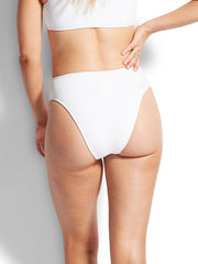 Seafolly Sea Dive High Rise Bottom in White, view 2, click to see full size