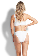 Seafolly Sea Dive One Shoulder Bandeau in White, view 2, click to see full size