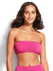 Seafolly Sea Dive Tube Top in Fuchsia Rose, view 1, click to see full size