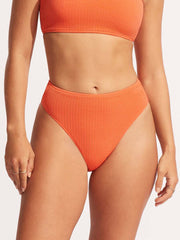 Seafolly Sea Dive High Rise Bottom in Mandarin, view 1, click to see full size