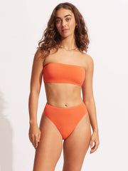 Seafolly Sea Dive High Rise Bottom in Mandarin, view 3, click to see full size