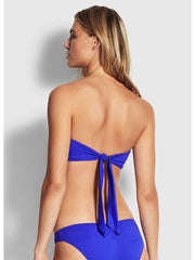 Seafolly Petal Edge Bandeau Bustier Reflex Blue, view 2, click to see full size