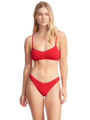 Seafolly Sea Dive High Cut Bottom In Chilli Red, view 3, click to see full size