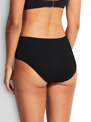 Seafolly Sea Dive Wide Side Retro In Black, view 2, click to see full size
