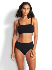 Seafolly Sea Dive DD Bandeau Bra In Black, view 1, click to see full size