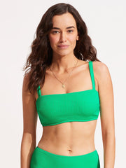 Seafolly Sea Dive DD Bandeau Bra In Jade, view 1, click to see full size