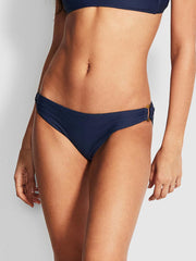 Seafolly Summer Sea Ring Side Hipster Indigo, view 1, click to see full size