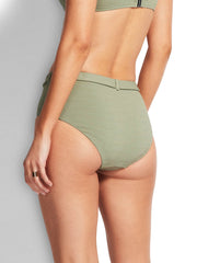 Seafolly Seaside Soiree Wide Side Retro Bottom In Thyme, view 2, click to see full size