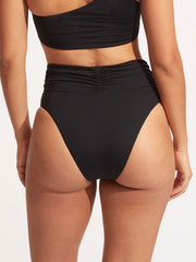 Seafolly Seafolly Collective High Waist Bottom in Black, view 2, click to see full size