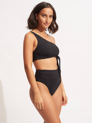 Seafolly Seafolly Collective High Waist Bottom in Black, view 3, click to see full size