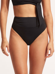 Seafolly Seafolly Collective High Waist Bottom in Black, view 1, click to see full size