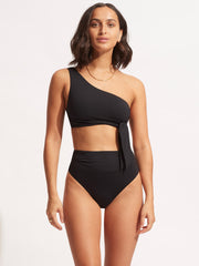 Seafolly Seafolly Collective High Waist Bottom in Black, view 4, click to see full size