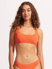 Seafolly Sea Dive Scoop Neck Halter in Mandarin, view 1, click to see full size