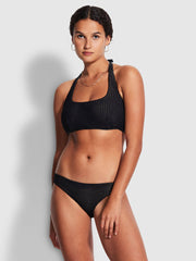Seafolly Dream Catcher DD Scoop Neck Halter In Black, view 3, click to see full size
