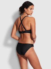 Seafolly Dream Catcher DD Scoop Neck Halter In Black, view 2, click to see full size
