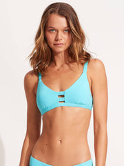 Seafolly Seafolly Collective Gathered Strap Bralette in Aquamarine, view 1, click to see full size