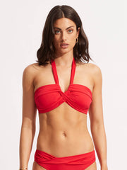 Seafolly SF Collective Halter Bandeau in Chilli Red, view 1, click to see full size