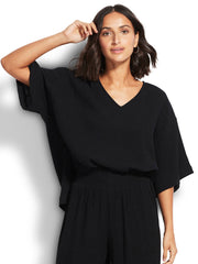 Seafolly Double Cloth Top In Black, view 3, click to see full size