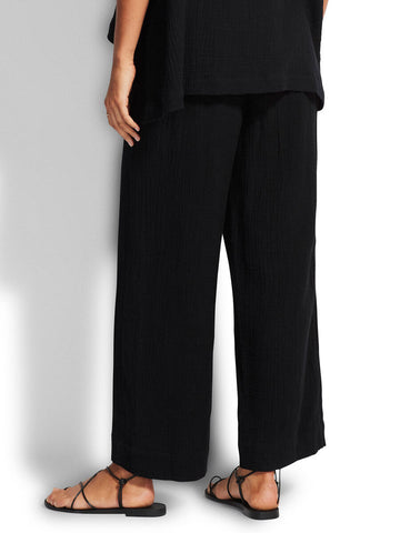 Seafolly Double Cloth Shirring Pant In Black