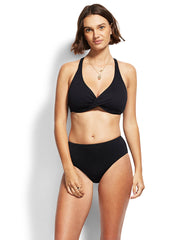 Seafolly Wrap Front F Cup Bikini Top Black, view 1, click to see full size