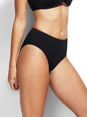 Seafolly High Waist Retro Bikini Bottoms Black, view 3, click to see full size