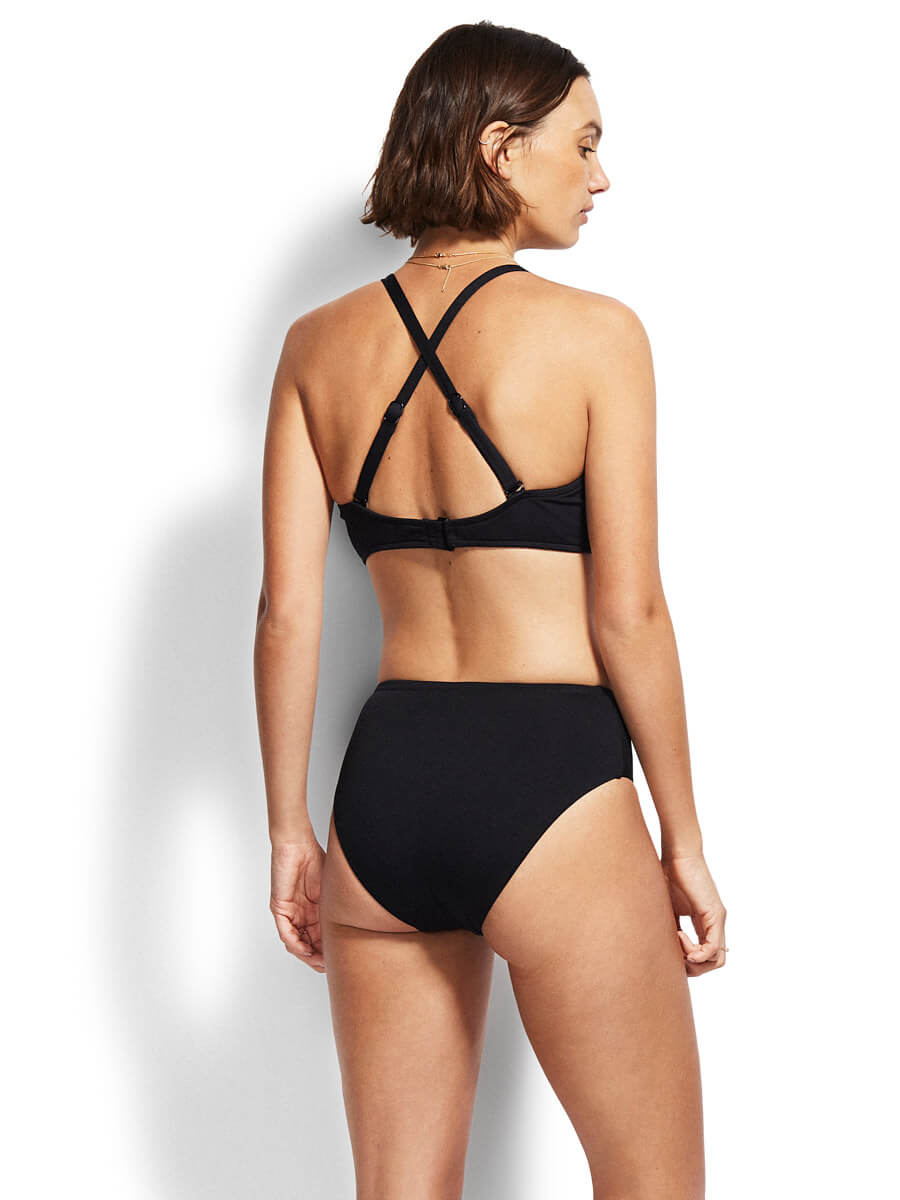 Seafolly Palm Springs Wrap Front F Cup Top in Black – Sandpipers