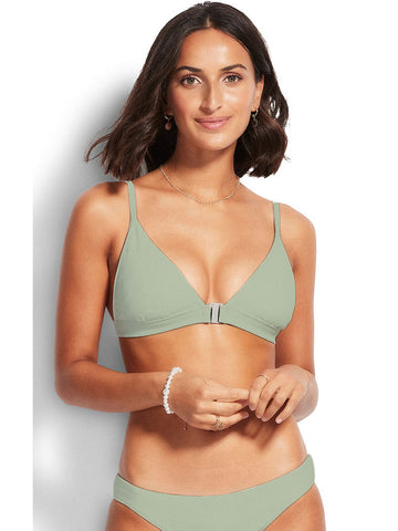 Seafolly Seaside Soiree Fixed Triangle Bra In Thyme
