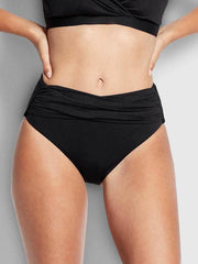 Seafolly High Waist Wrap Front Bottom in Black, view 1, click to see full size