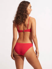 Seafolly Sea Dive Drawstring Neck Bralette In Chilli Red, view 2, click to see full size