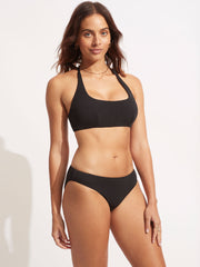 Seafolly Sea Dive Scoop Neck Halter in Black, view 3, click to see full size