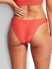 Seafolly Essentials High Cut Bottom In Sugar Coral, view 2, click to see full size
