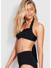 Seafolly Twist Soft Cup Halter Black, view 3, click to see full size