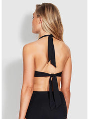 Seafolly Twist Soft Cup Halter Black, view 2, click to see full size